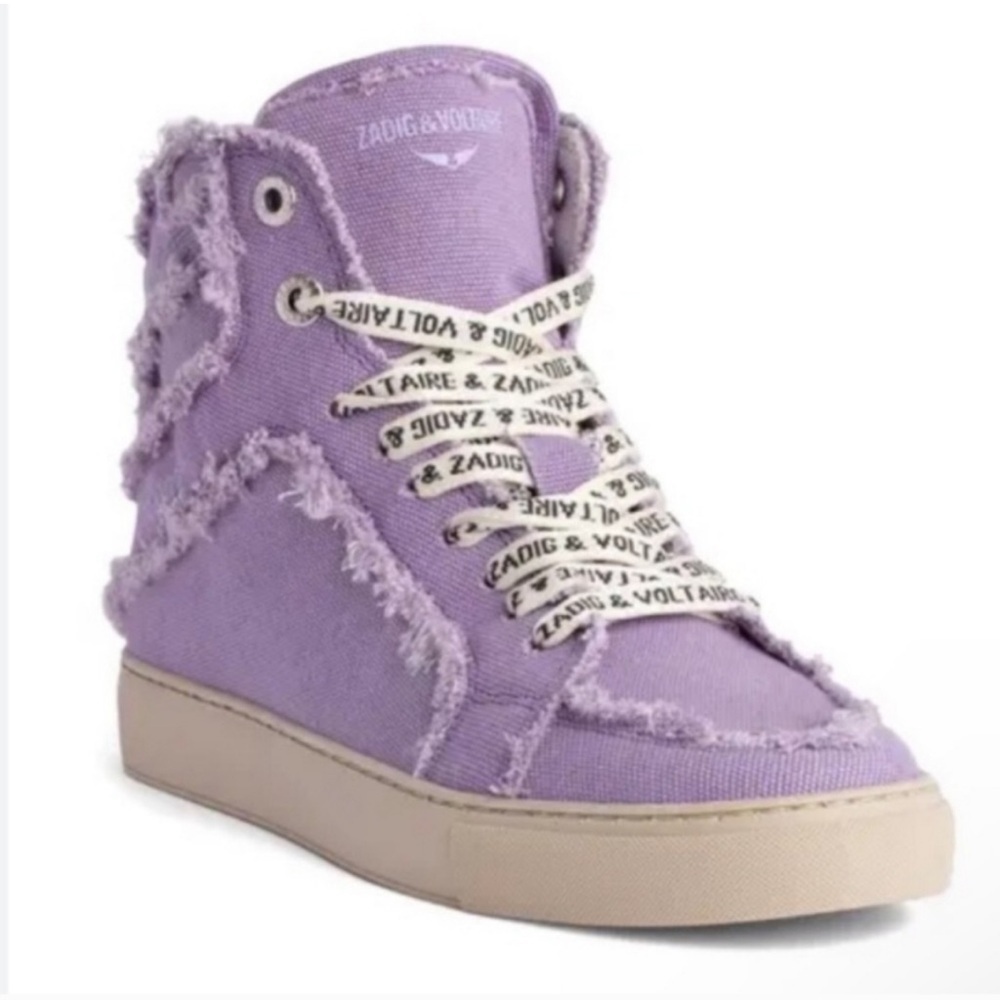 NIB Zadig & Voltaire High Flash Canvas 39 Boomerang Lavender Vintage-effect 8 - Picture 2 of 12